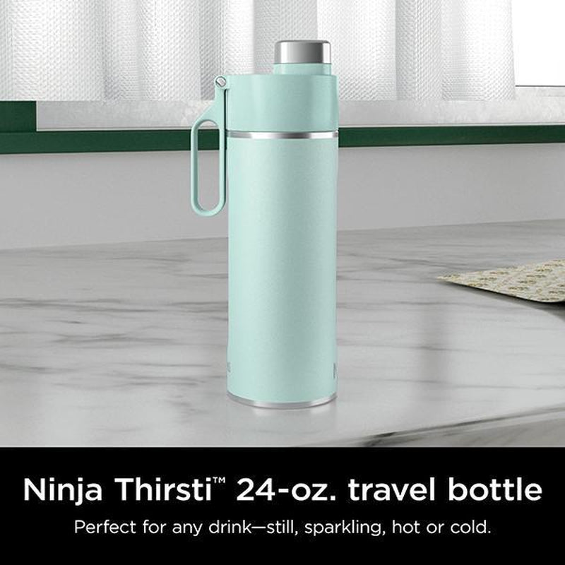 Ninja Thirsti 24Oz. Travel Ninja DW2401 Thirsti 24Oz Travel Water Bottle, for Carbonated Sparkling Drinks, Colder and Fizzier Longer, Leak Proof