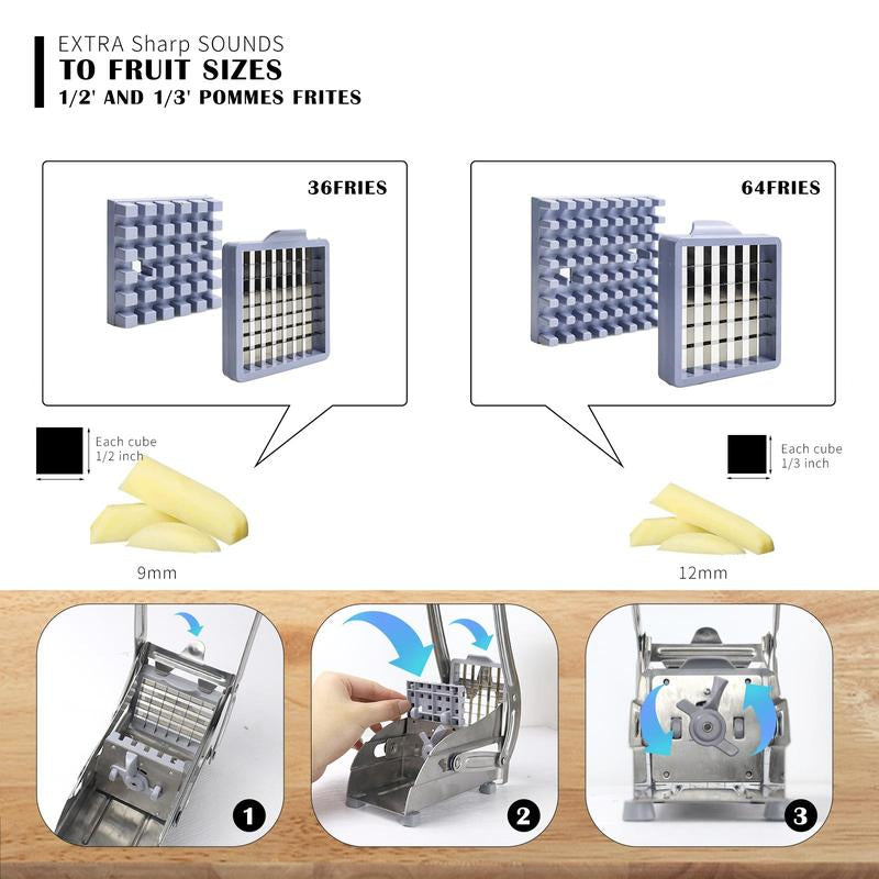Stainless Steel Potato Cutter, 1 Count Multifunctional Manual Vegetable Slicer, Potato Slicer, Carrot Cutter, Kitchen Gadgets Supplies for Daily Use