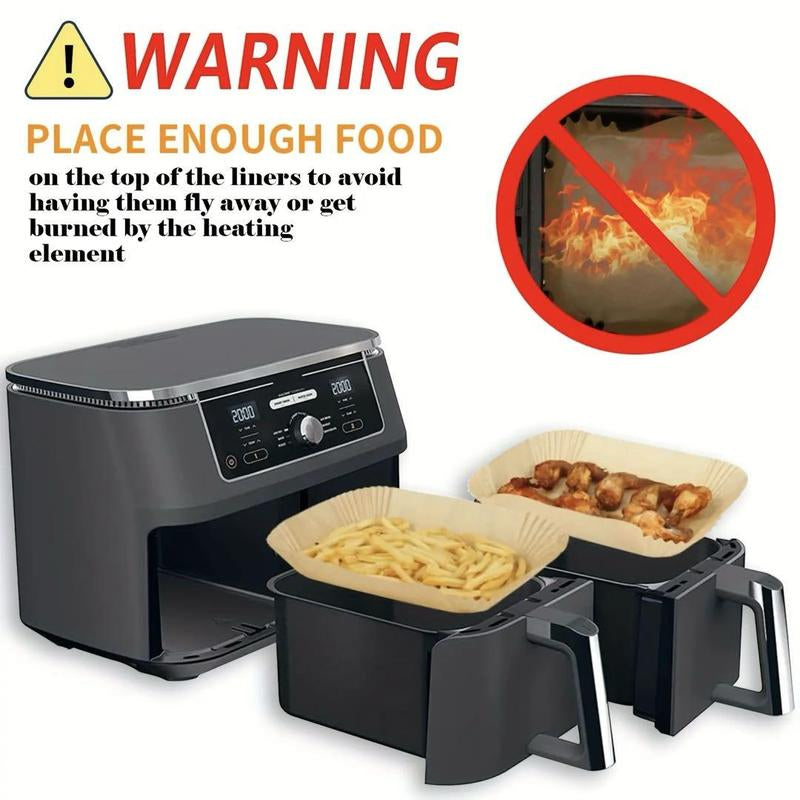 Kitchen Gadgets Air Fryer Disposable Paper Liner, 100Pcs Non-Stick Oil-Proof Waterproof Air Fryer Parchment Paper, Outdoor Multi-Purpose Parchment Paper Sheet for Baking, Roasting, Kitchen Accessories