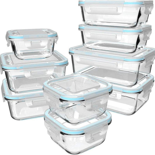 AISOON 24 PCS 12 Pack Glass Food Storage Containers Set,Meal Prep Containers,Airtight Glass Storage Containers with Lids,Bpa Free,Freezer&Oven Safe