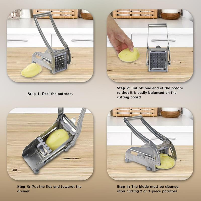 Stainless Steel Potato Cutter, 1 Count Multifunctional Manual Vegetable Slicer, Potato Slicer, Carrot Cutter, Kitchen Gadgets Supplies for Daily Use